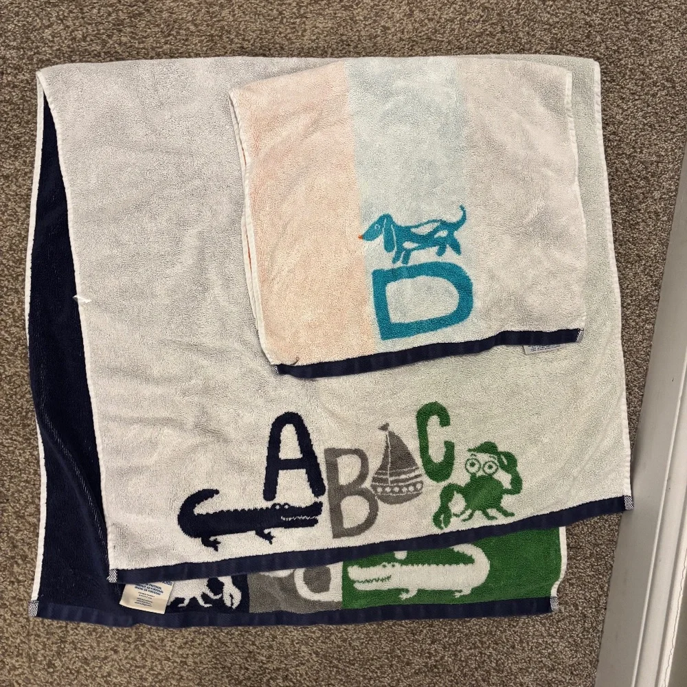 Pottery barn kids abc towel and hand towel